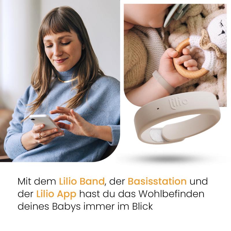 Lilio - Das smarte Babyarmband | misst Herzfrequenz, Blutsauerstoffsättigung & Wohlfühltemperatur.